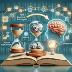 "Ilustrasi Teknik Belajar Cepat dengan Active Recall dan Spaced Repetition: Grafik yang menunjukkan metode pembelajaran efektif untuk meningkatkan daya ingat dan retensi informasi."
